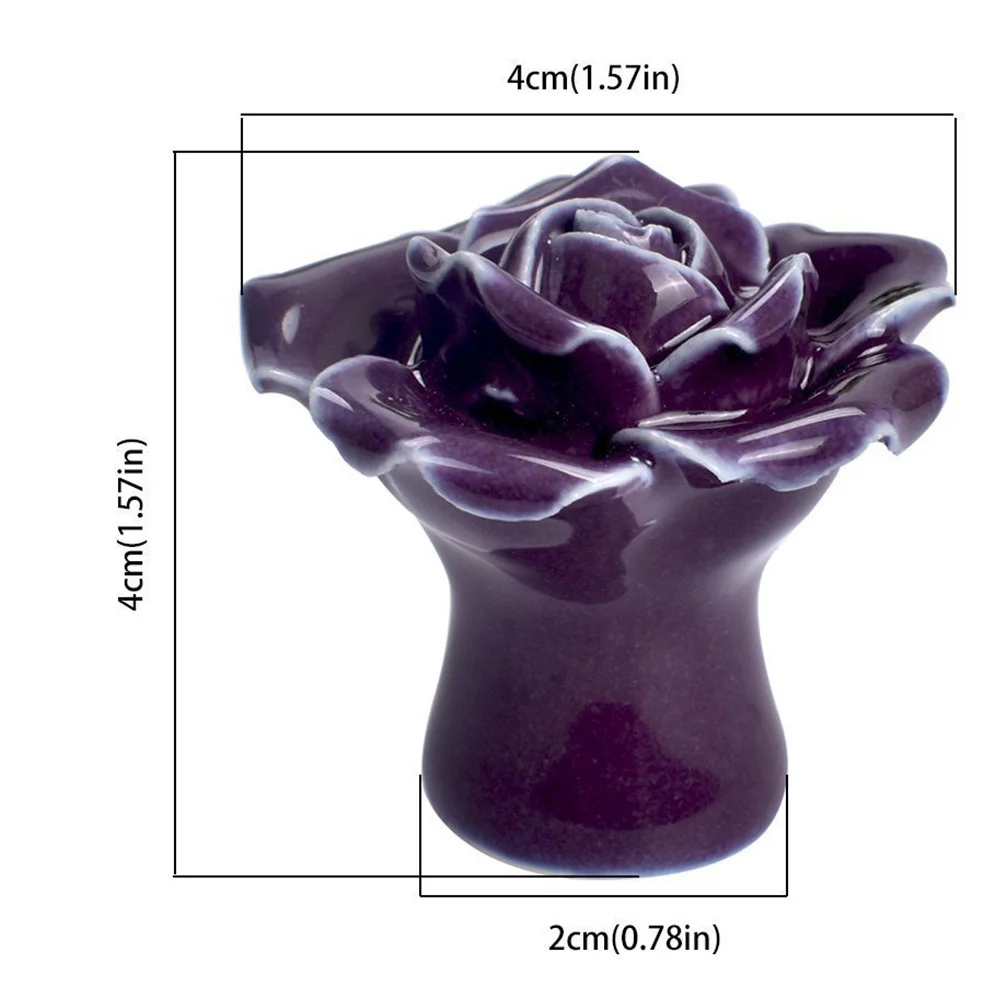 

2pcs Rose Shaped Ceramic Cabinet Knobs Pull Handles Purple For Drawer Wardrobe Door Cupboard Hardware Replacement Rose Flower