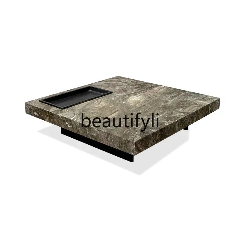 

ls 42Italian minimalist coffee table villa designer natural marble square coffee table simple