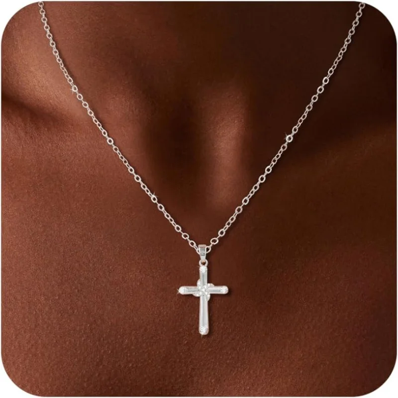 

Cross Necklace for women 14K Gold Plated Cross Cubic Zirconia Pendant Necklace Dainty Gold Cross Necklaces for Women Jewelry