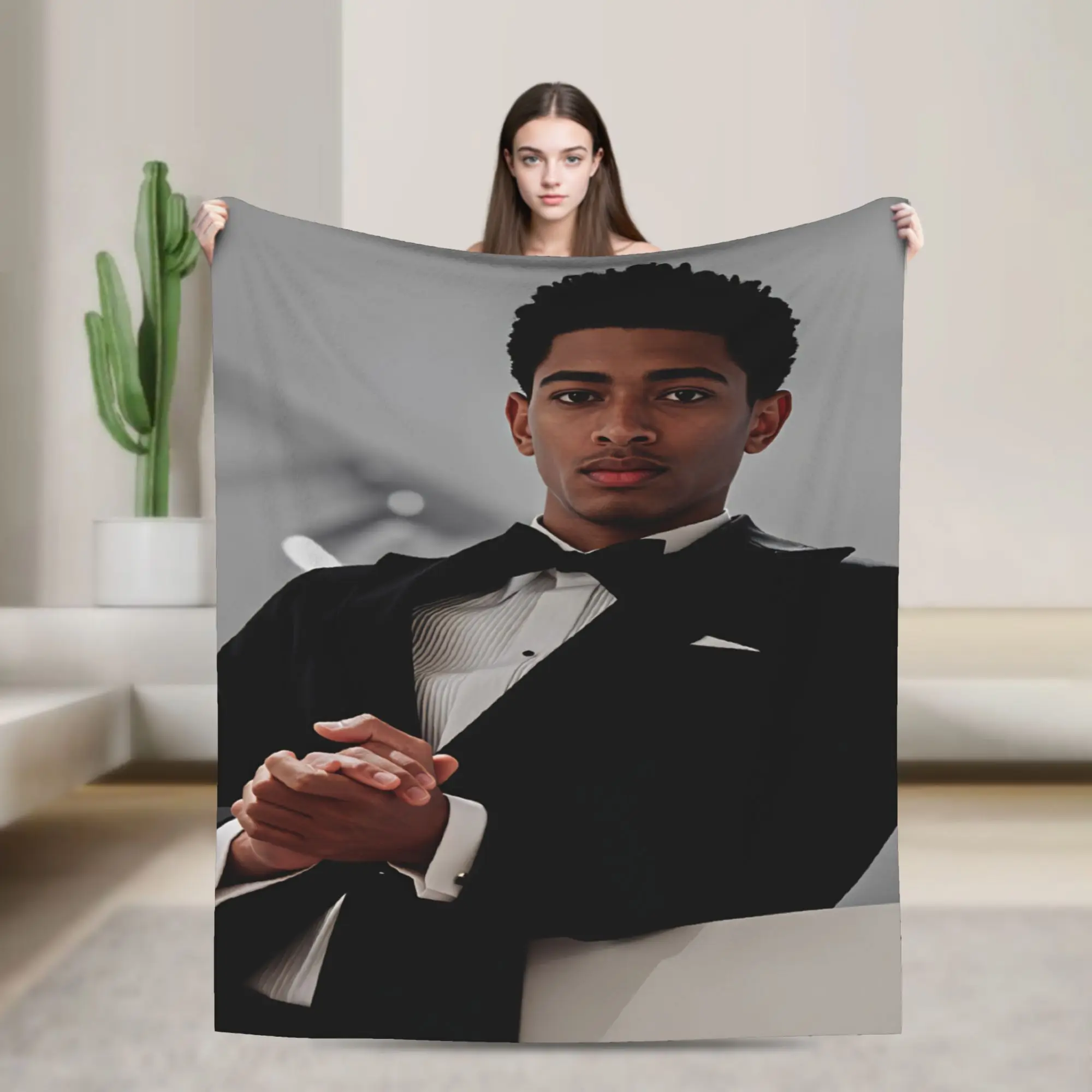 Warm Soft Blanket Jude Bellingham Formal Tuxedo Elegant Gentleman Portrait Throw Blanket  Flannel Bedspread For Sofa Bed Cover