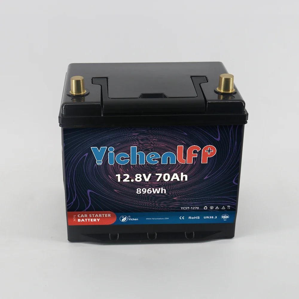 YichenLFP 12V 70Ah Lithium Battery for Starting Car Battery 12.8V 70Ah CCA900 OEM Auto Batteries with Active Equalization Module