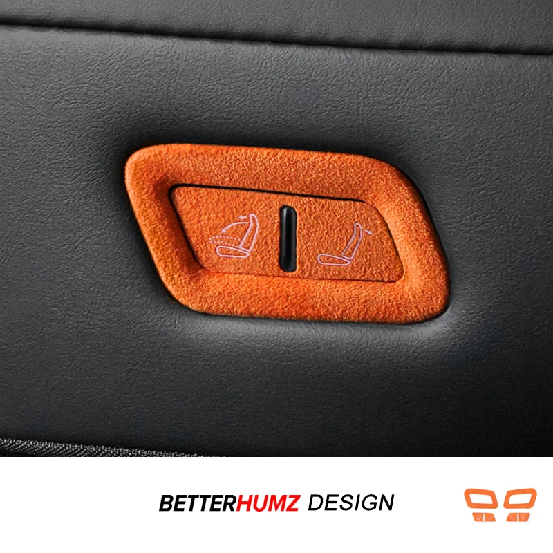 Para Tesla Model Y Juniper 2025-hecho de Alcantara botón de ajuste del asiento trasero Panel embellecedor pegatina accesorios de ajuste Interior del coche