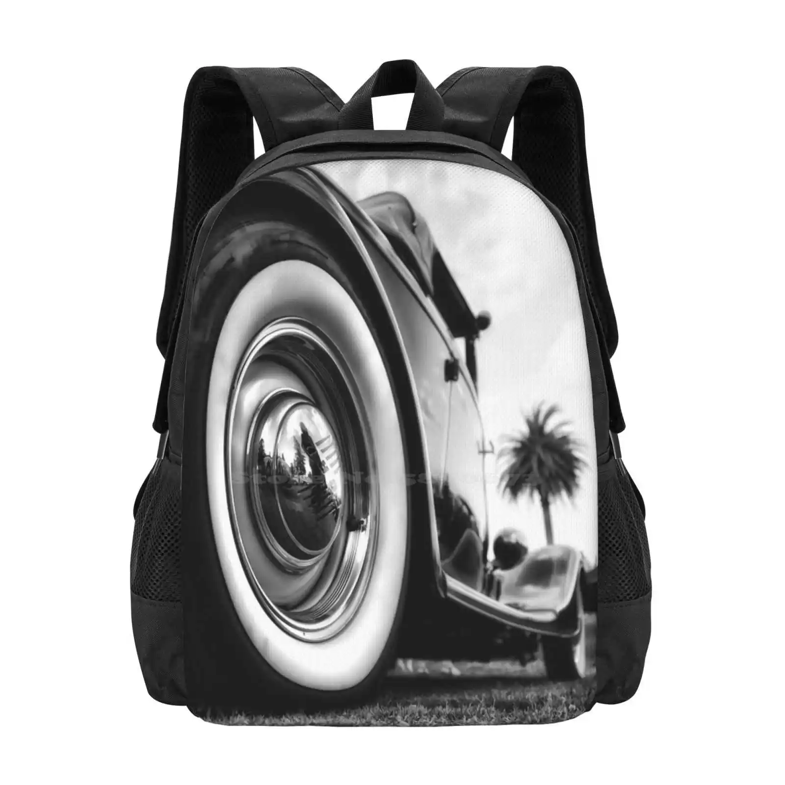 Hotrod Hot Sale Schoolbag Backpack Fashion Bags Hotrod Chrome Steel Bumpers Palm Tree Classic