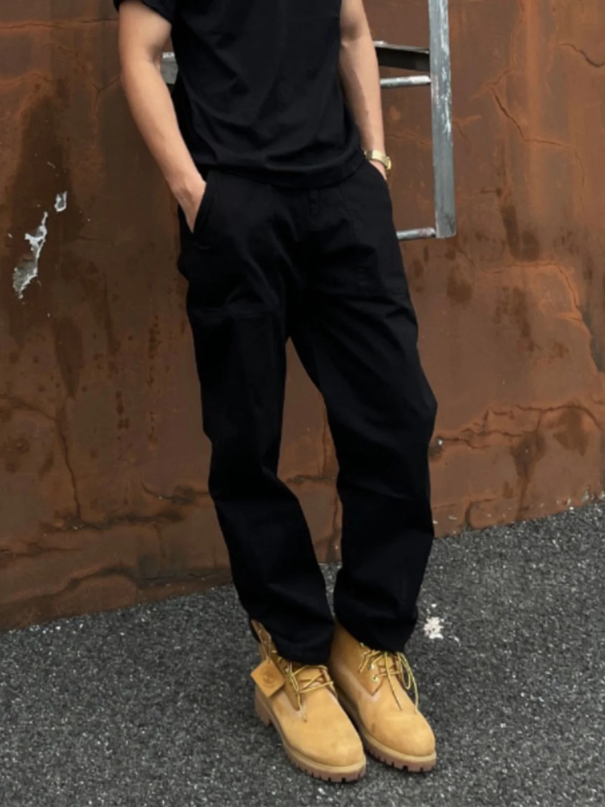 

American Style Workwear Jeans Men's Outdoor Casual Quick Dry Black Straight Leg Long Pants Spring Autumn Loose Fit Jeans