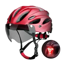 Bike Helmet with LED Tail Light Adult Cycling Helmet Fit 58-62cm Lightweight Breathable Colorful Bicycle Helmets Accessories