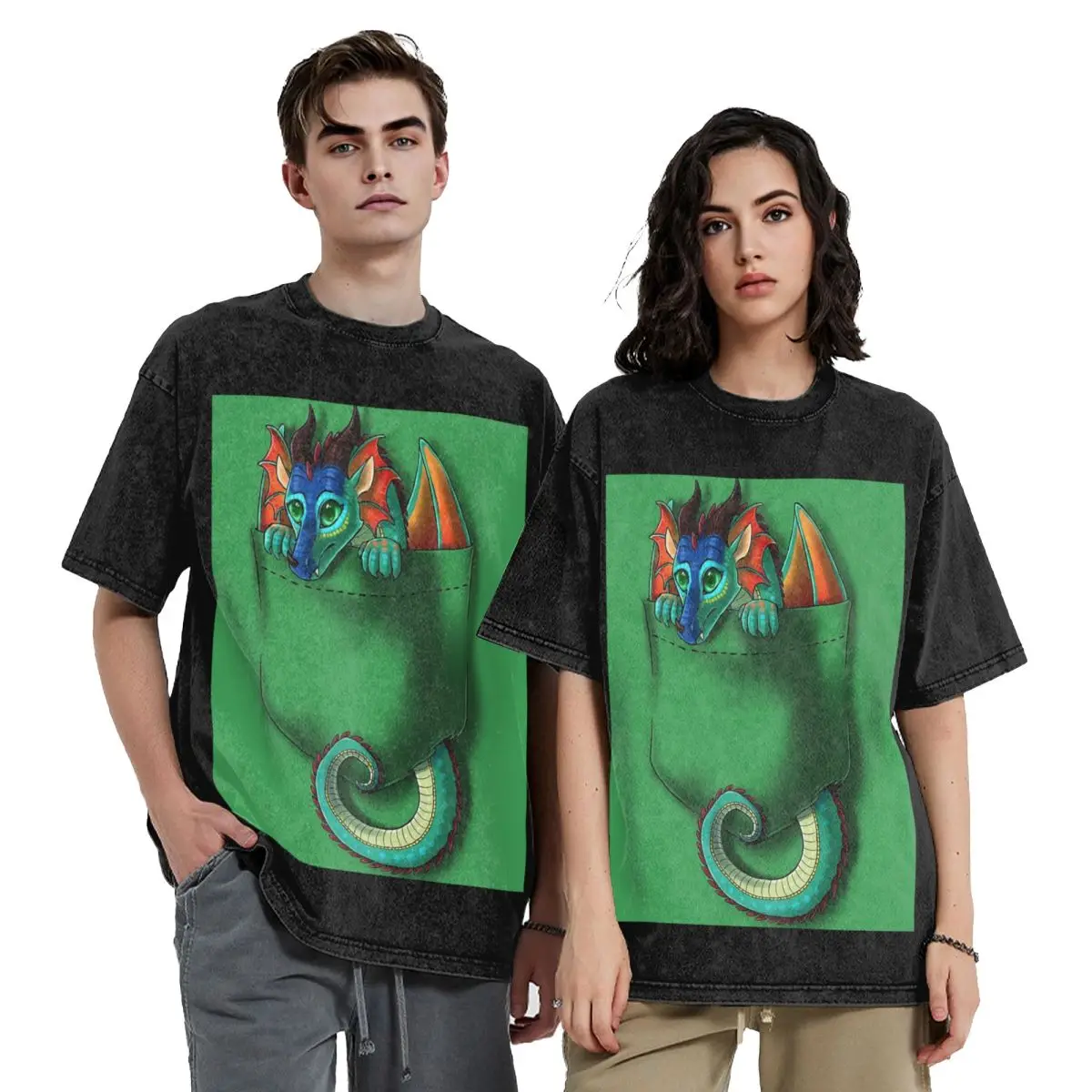 

Wings Of Fire - Pocket Glory Dragon Hip Hop Short Sleeve T-Shirts Washed Tops Tees Streetwear T Shirt Harajuku for Men Women