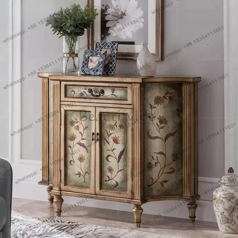 

American-style entrance cabinet, living room side cabinet, solid wood wall side cabinet, partition table, tea decoration ca
