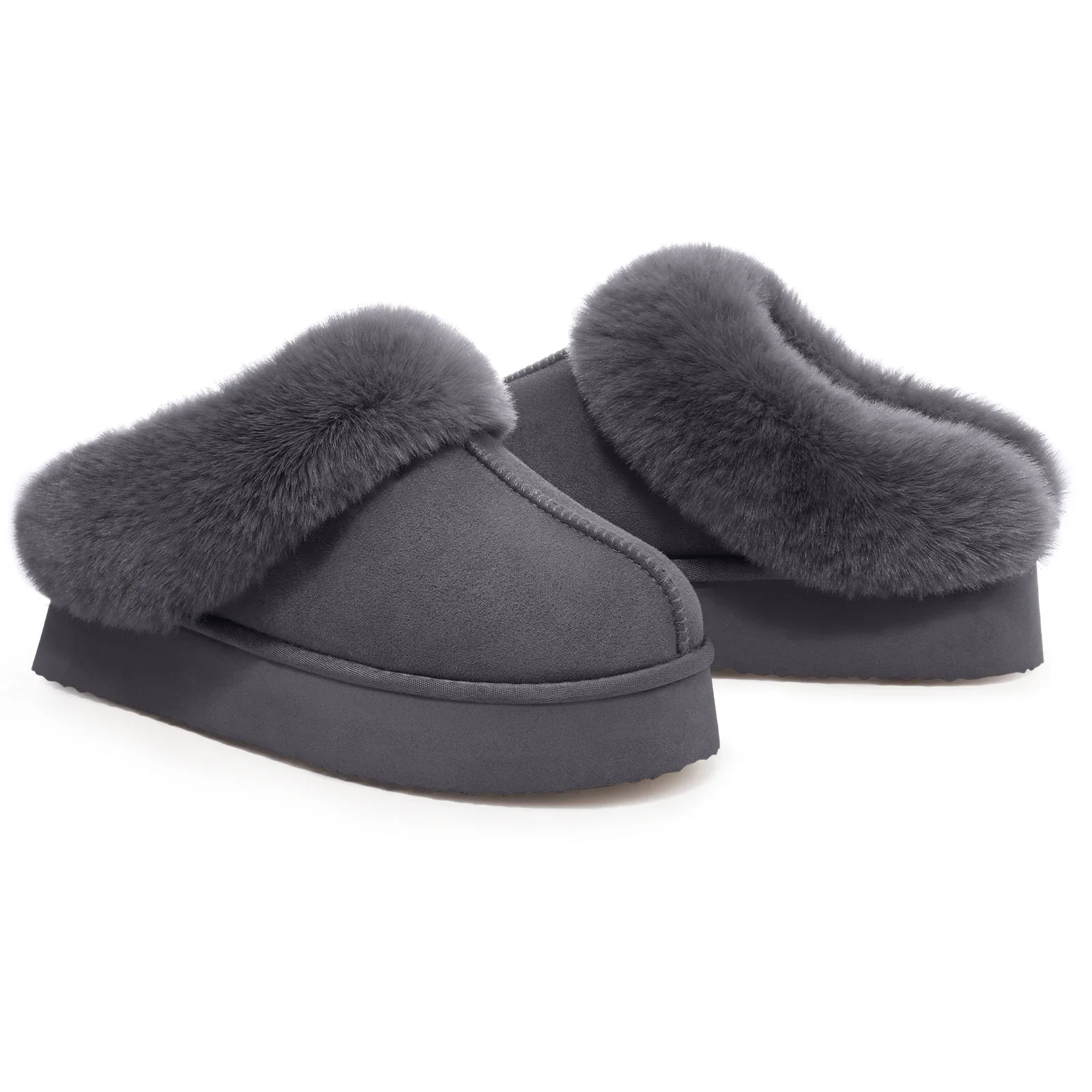 

Warm Womens Slipper Winter Memory Foam Fluffy Slippers Quality Slip-on House Suede Slippers Fur Lined Anti-Skid Slippers