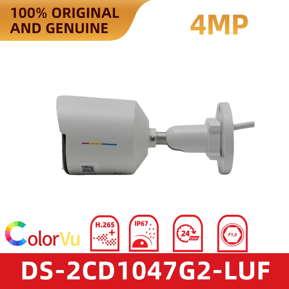 Hikvision Original DS-2CD1047G2-LUF 4 MP ColorVuHuman Detection Built-in Mic & TF Card Fixed Bullet Network Camera POE IP67