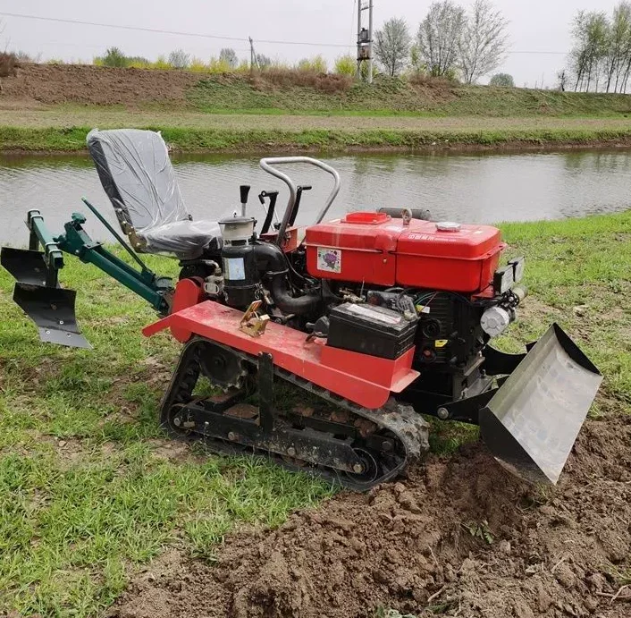 Crawler-type 4WD Micro-tiller Agricultural Plow for Tilling Ridging Compacting Home-use Soil-turning and Loosening