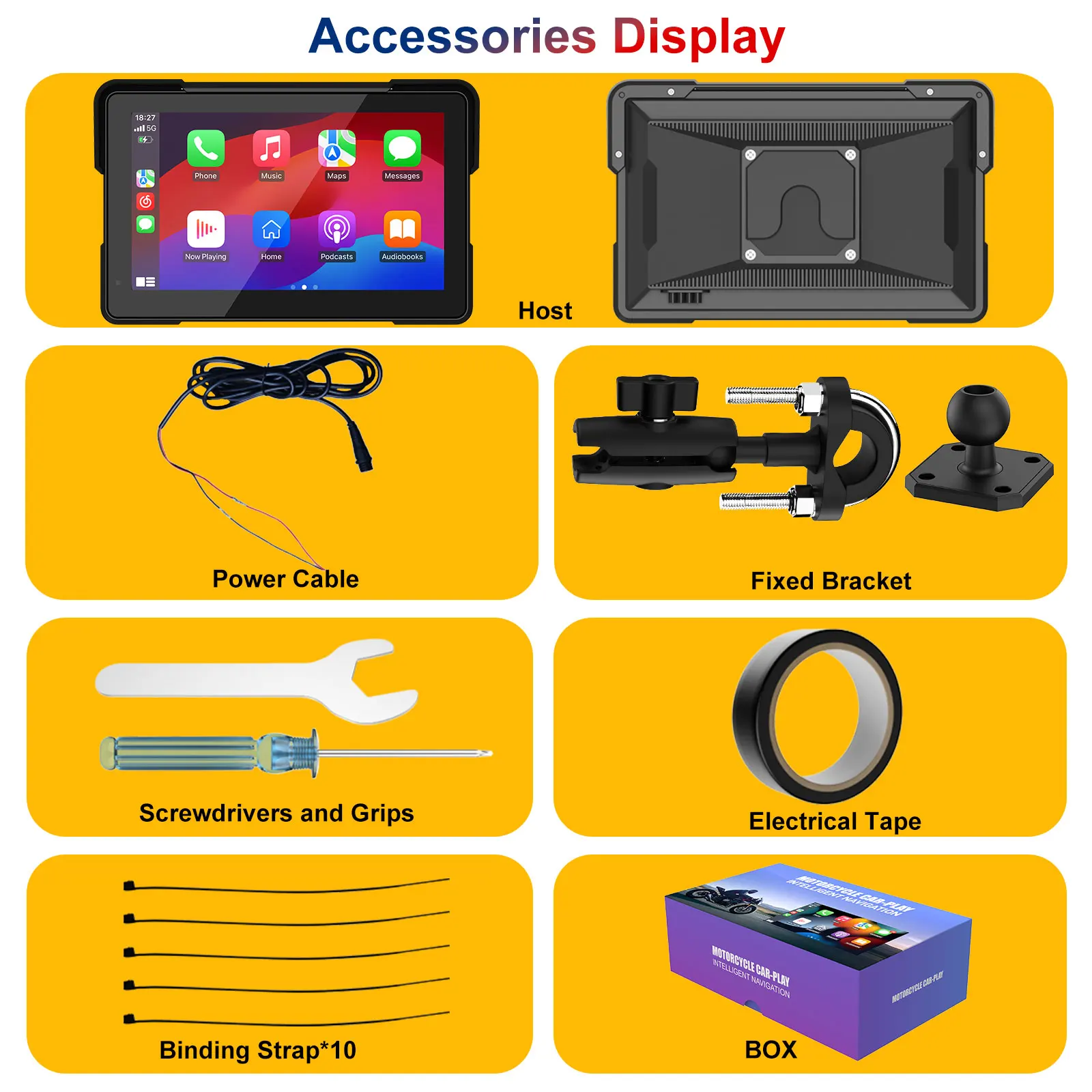 7.0 polegada sem fio carplay moto android auto portátil tela de navegação da motocicleta monitor gps à prova dwaterproof água