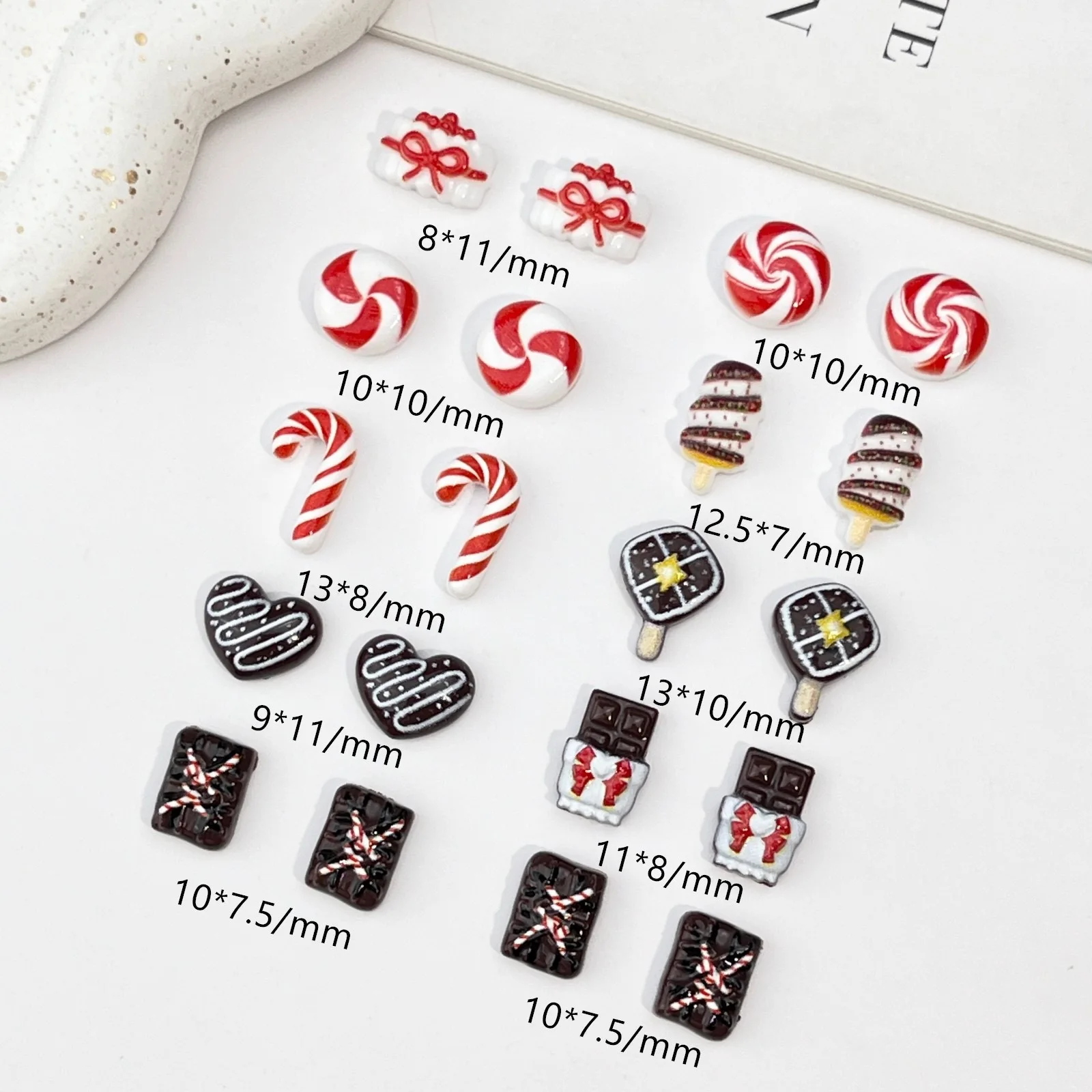 50pcs Resin Mini Christmas chocolate Decor Cartoon Magic Wand Cake Popsicle Figurine Flatback Stone Nail Art Scrapbook DIY Craft