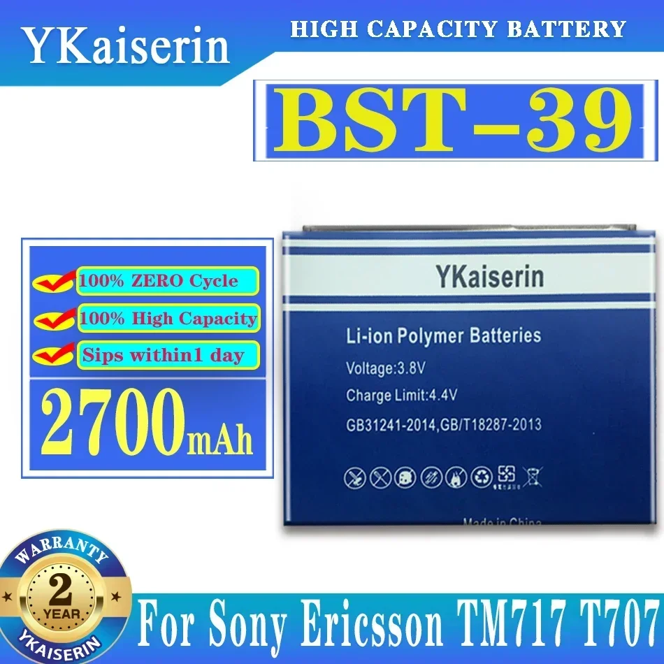 

Сменный аккумулятор YKaiserin BST-39 для Sony W380c W508 W910 R300 W20 W908 W910i T707 BST-39, сменный аккумулятор для телефона 2700 мАч