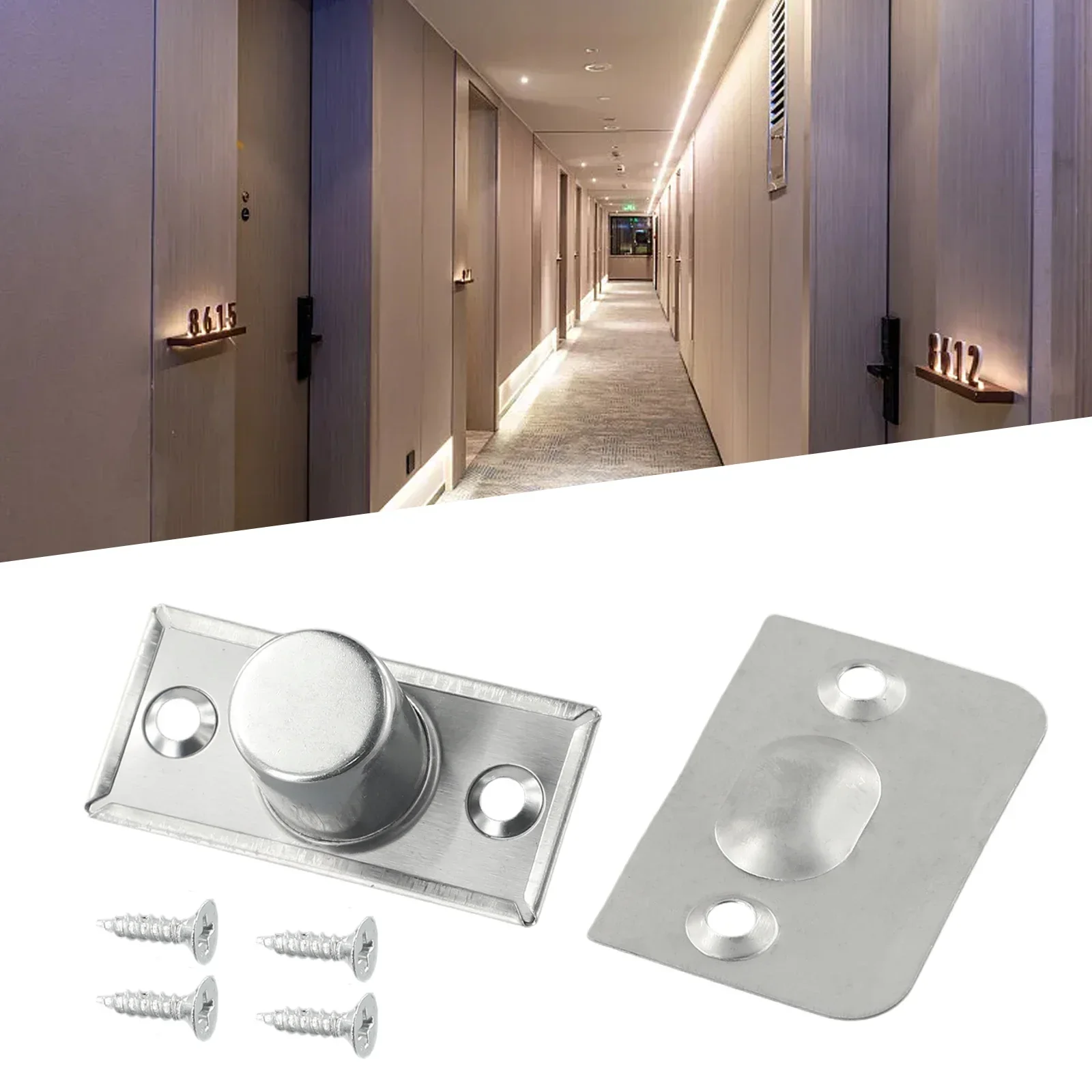 Spring Invisible Wooden Cabinet Door Beads Lock Closet Ball Catch Door Beads LockLatch Screw Punching Installation Door Top Bead