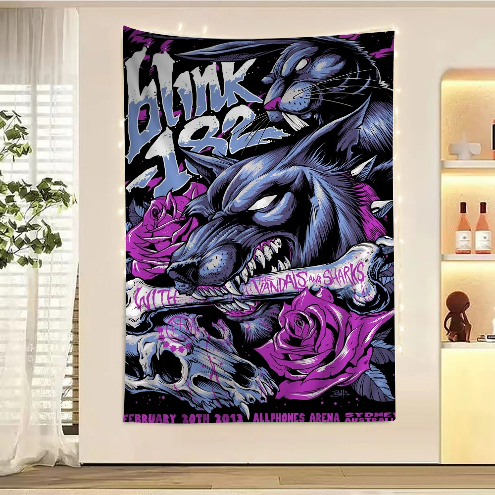 Blink 182 Rock Band Anime Tapestry For Living Room Home Dorm Decor Home Decor