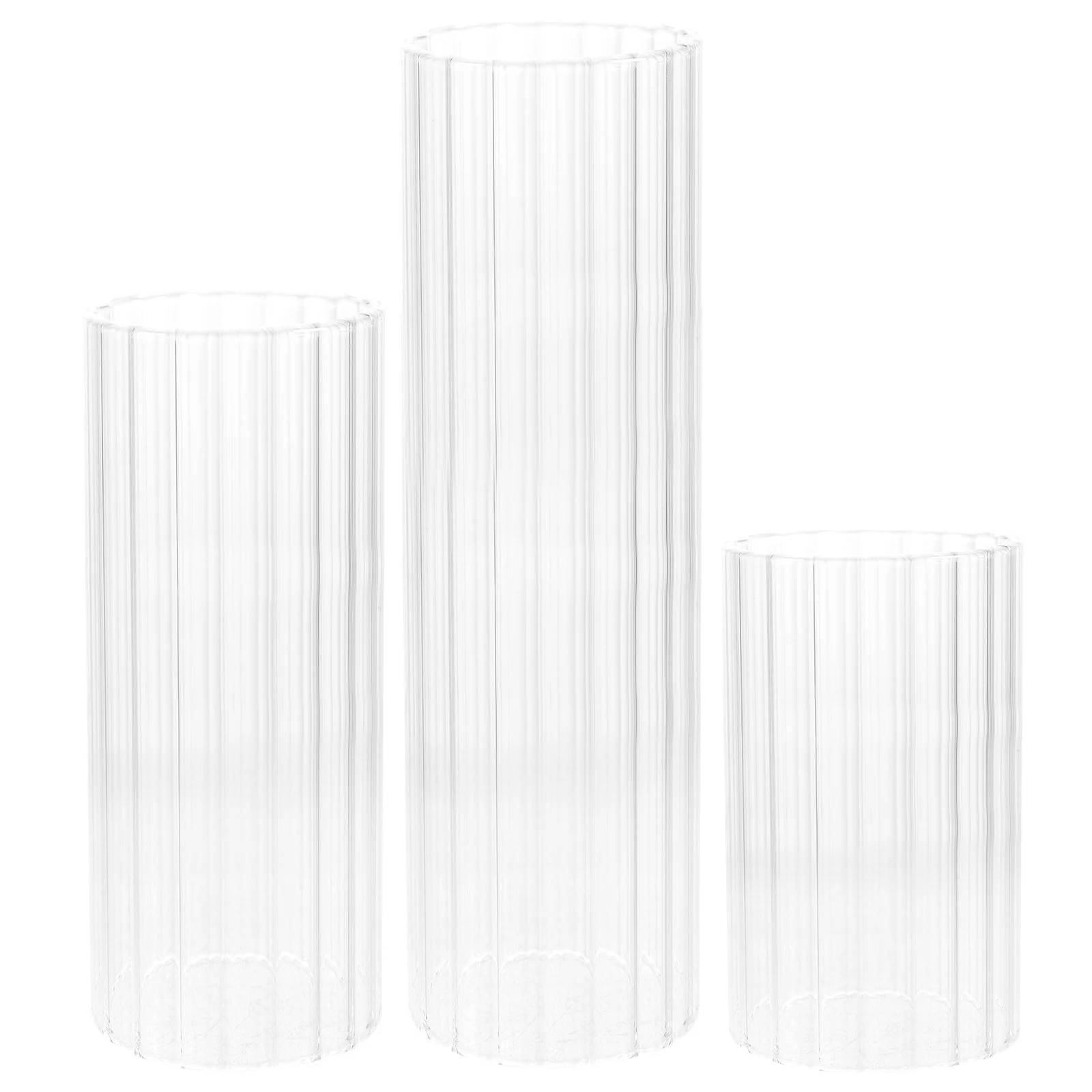 

3Pcs Glass Shades Clear Cover Transparent Decorative Desktop Holder Elegant Simple Design Romantic Atmosphere