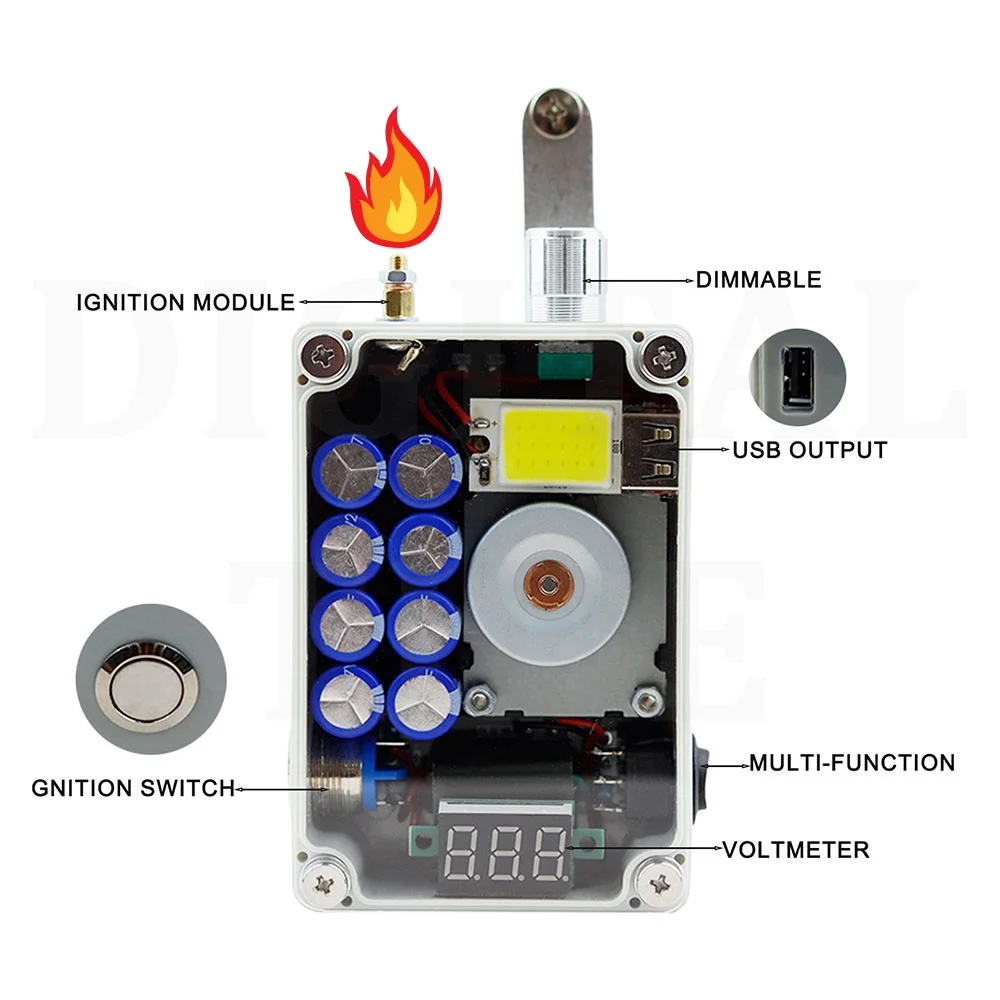 

Портативный ручной генератор | Освещение | Зажигание | Зарядка через USB с ручным управлением на 2 минуты может зажигать 40-50 раз.