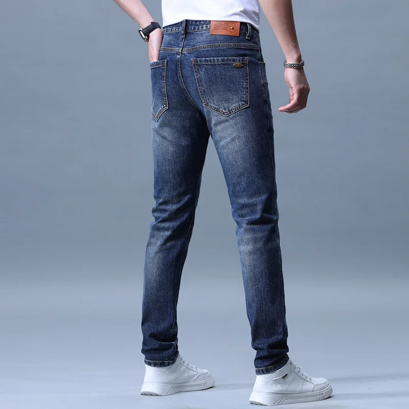 

High-end Simple Men's jeist2024new light luxury quality men's fashion all-match leisure washed-out stretch slim trousers