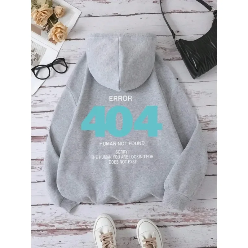 Error 404 Human Not Found Sorry! Men\'s Print Hooded Fashion S-4XL Hoodies  High Quality Sweatshirts Autumn Casual Sportswear