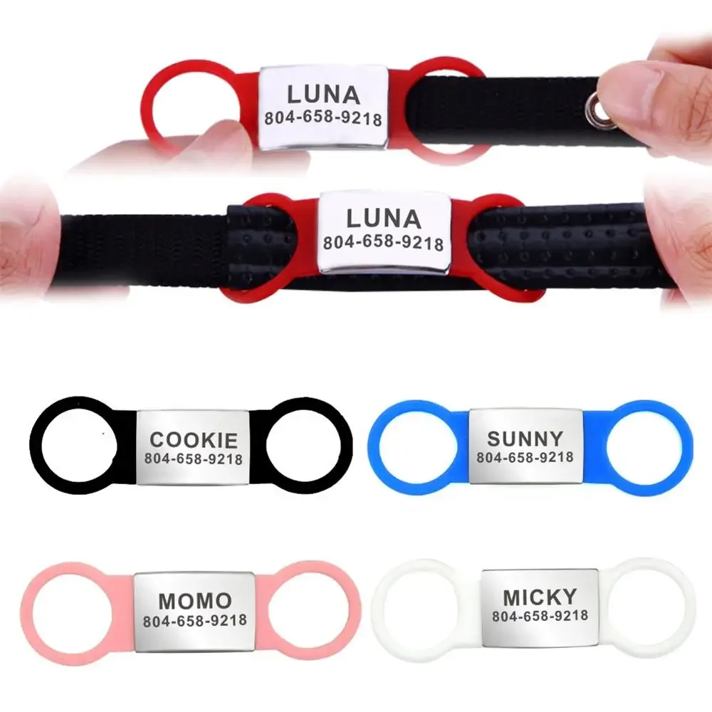 Etiqueta de identificación personalizada para perro y gato, placa de identificación de acero inoxidable, colgante, accesorios para Collar, etiquetas