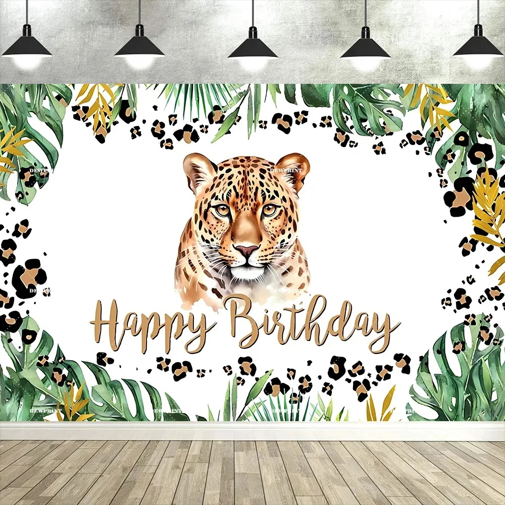 

Cheetah wildlife themed banner shooting background, children birthday party decoration banner photography studio Backdrop props