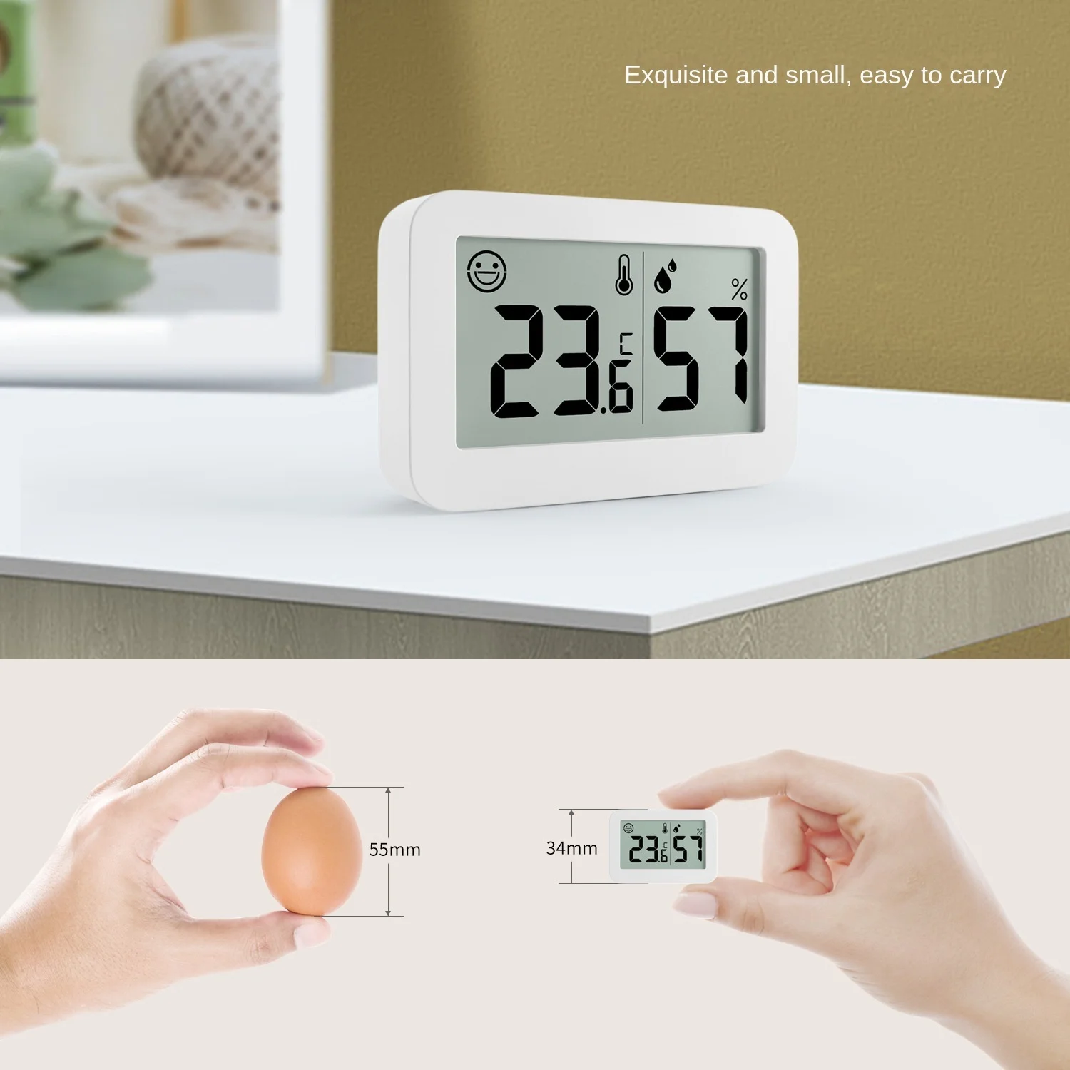 Mini Electronic Temperature And Humidity Meter Baby Indoor Thermometer With Smiling Face Display Refrigerator Car Thermometer