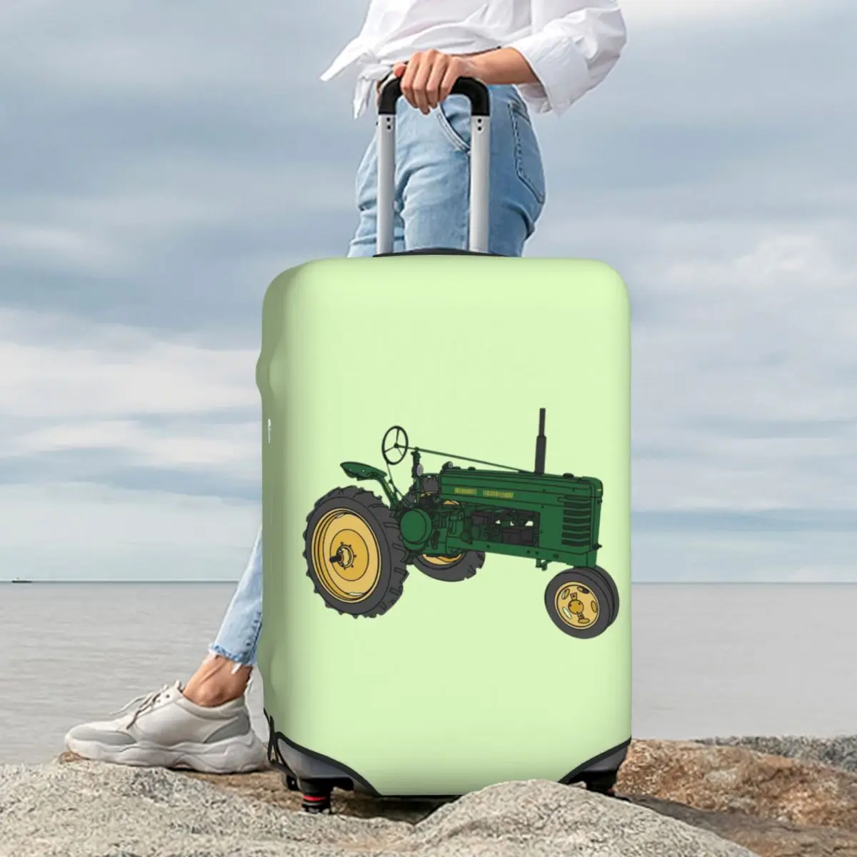 

John Deere Styled Tractor And Quot Suitcase Cover Protection Elastic Travel Luggage Protector Covers for 18-32 Inch