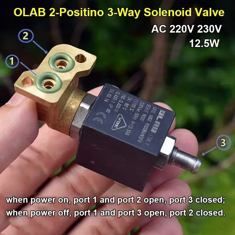 Italy OLAB 230Vac Serie  9000 Electric Brass Solenoid Valve 3-way 2-position Liquid Valve for Coffee Machine Steam Hot Water