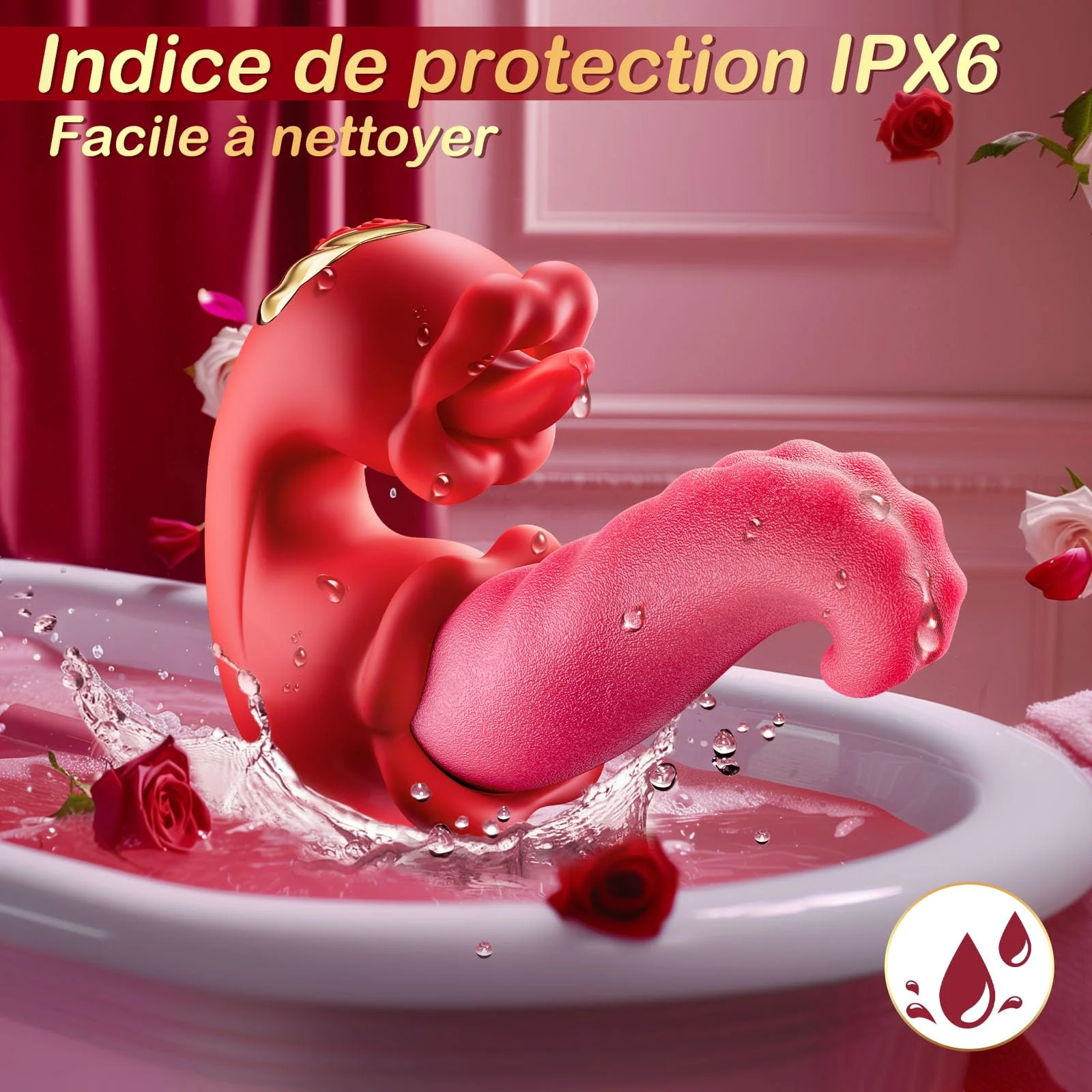 เครื่องนวดสั่นสำหรับผู้หญิง กระตุ้นคลิตอริส รูปทรงลิ้น 3 in 1 ของเล่นเซ็กส์