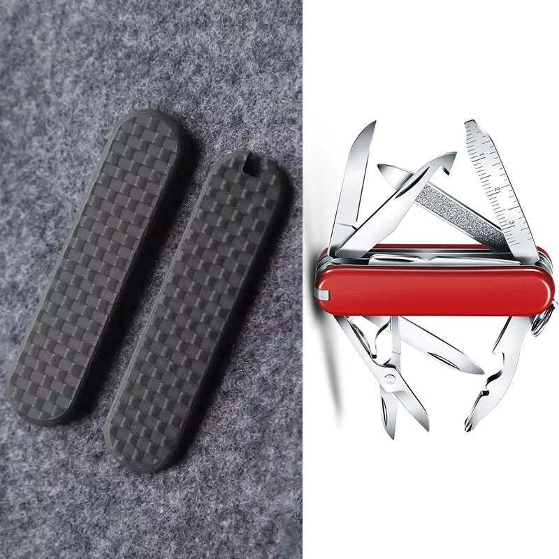 CNC Carbon Fibre Knife Handle Scales for 58mm Victorinox Swiss Army MiniChamp Knives With Toothpick Tweezers Ball Point Pen Slot