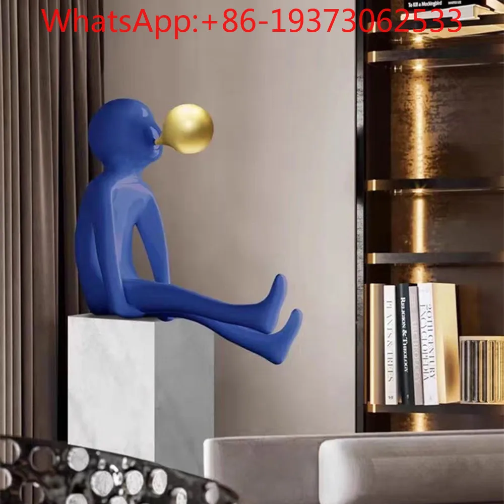 Sculpture d'entrée soufflant des bulles, style dessin animé, pour hôtel, décoration artistique de luxe, installation artistique, ornement
