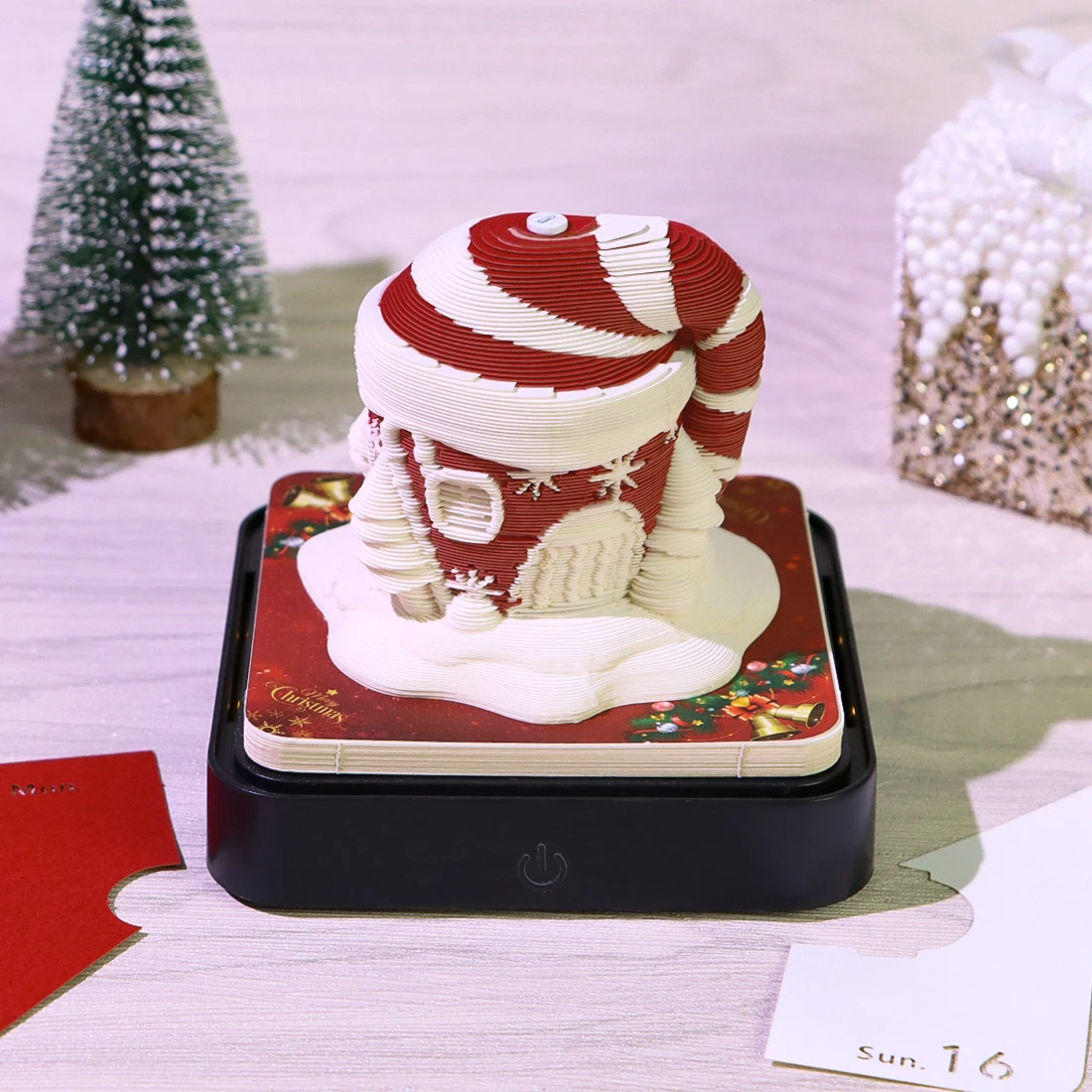 

Calendar 2025 Santa House 3D Magic Paper Trick Craft Yearly Calendar Notes Block Cube Cut Paper Sheet Magical Calender