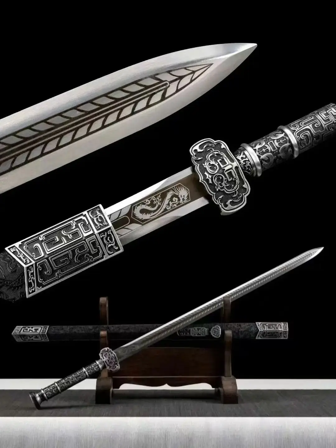 Chinese Kungfu Traditional Battle Sword, As Wishes, Real Handmade Multi Refined High Manganese Steel Blade,Unsharp