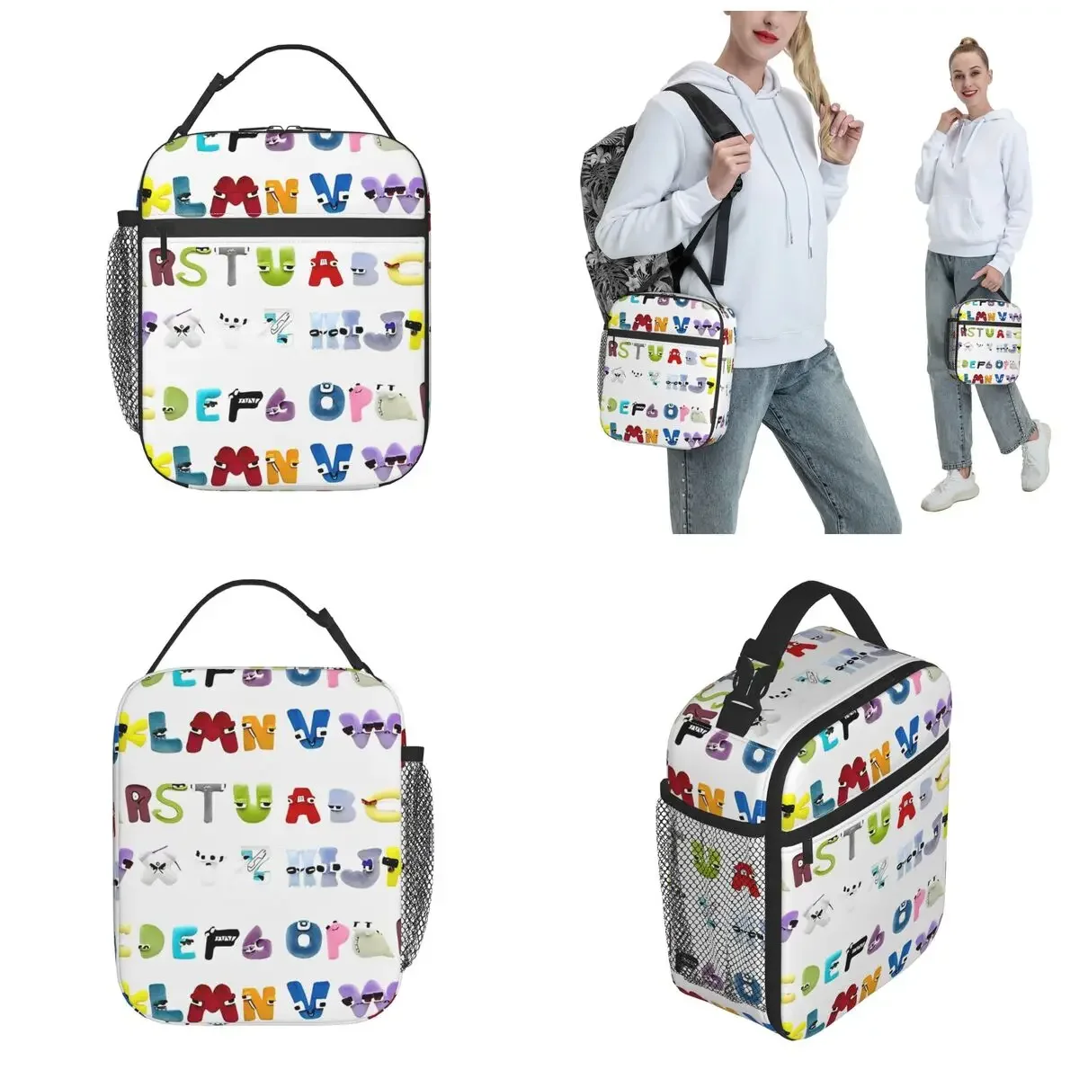 Alphabet Lore Transformation Insulated Lunch Bag Large Meal Container Cooler Bag Tote Lunch Box Work Outdoor Food Handbags