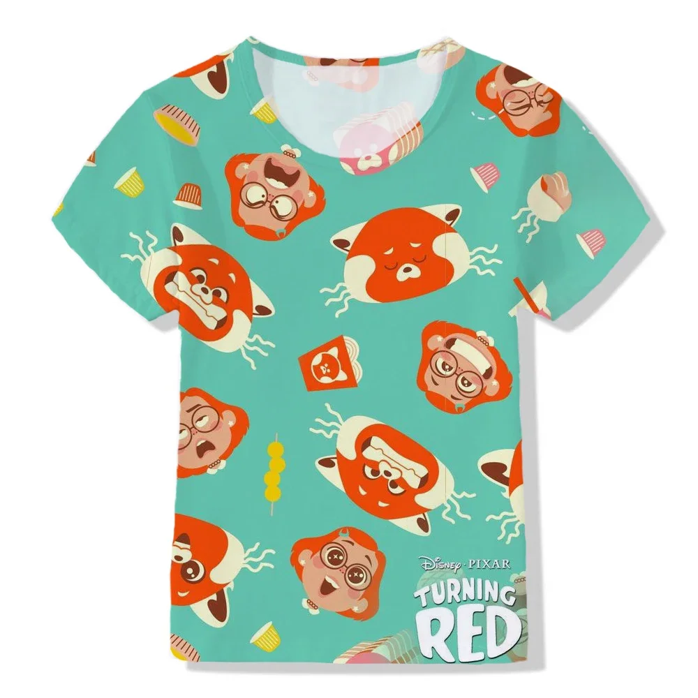 Disney Turning Red T-shirt Kawaii Bear T-shirts Panda Princess Children\'s Clothing Cartoon 3D Print Boys Girls Shirt Summer Tops