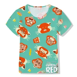 Disney Turning Red T-shirt Kawaii Bear T-shirts Panda Princess Children's Clothing Cartoon 3D Print Boys Girls Shirt Summer Tops