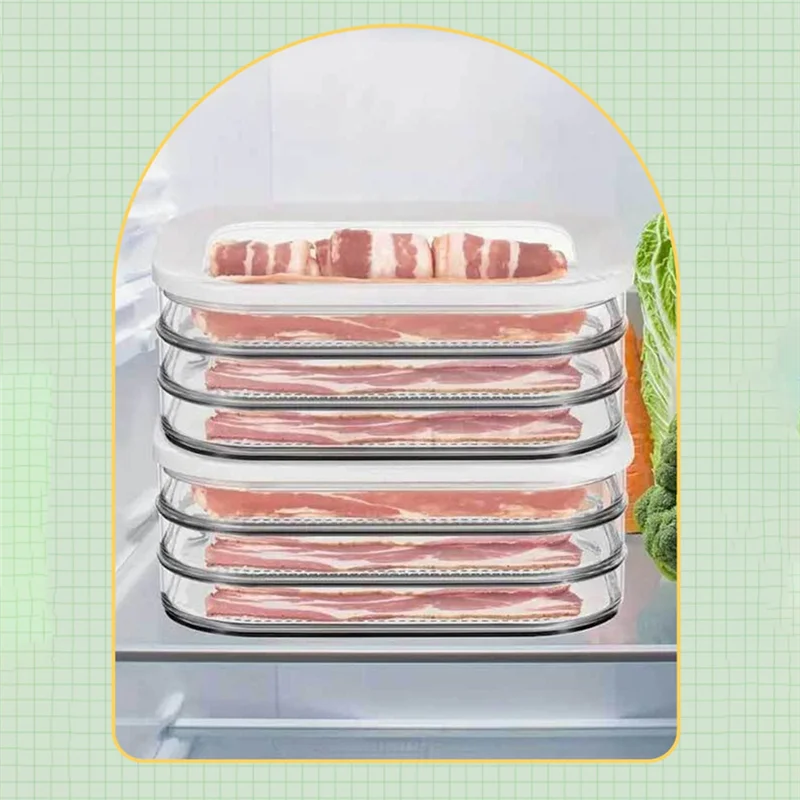 

Контейнер для мяса PORK-Lunch для холодильника, 3-слойный контейнер для мяса, штабелируемые контейнеры для хранения холодной резки с крышкой