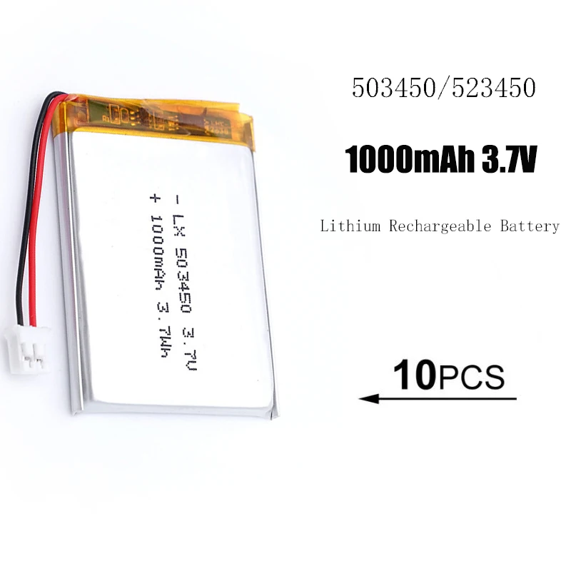503450/523450 1000mAh 3,7V Polymer-Lithium-Akku für PS4, Kameras, GPS, Bluetooth-Lautsprecher 3,7V Batterien