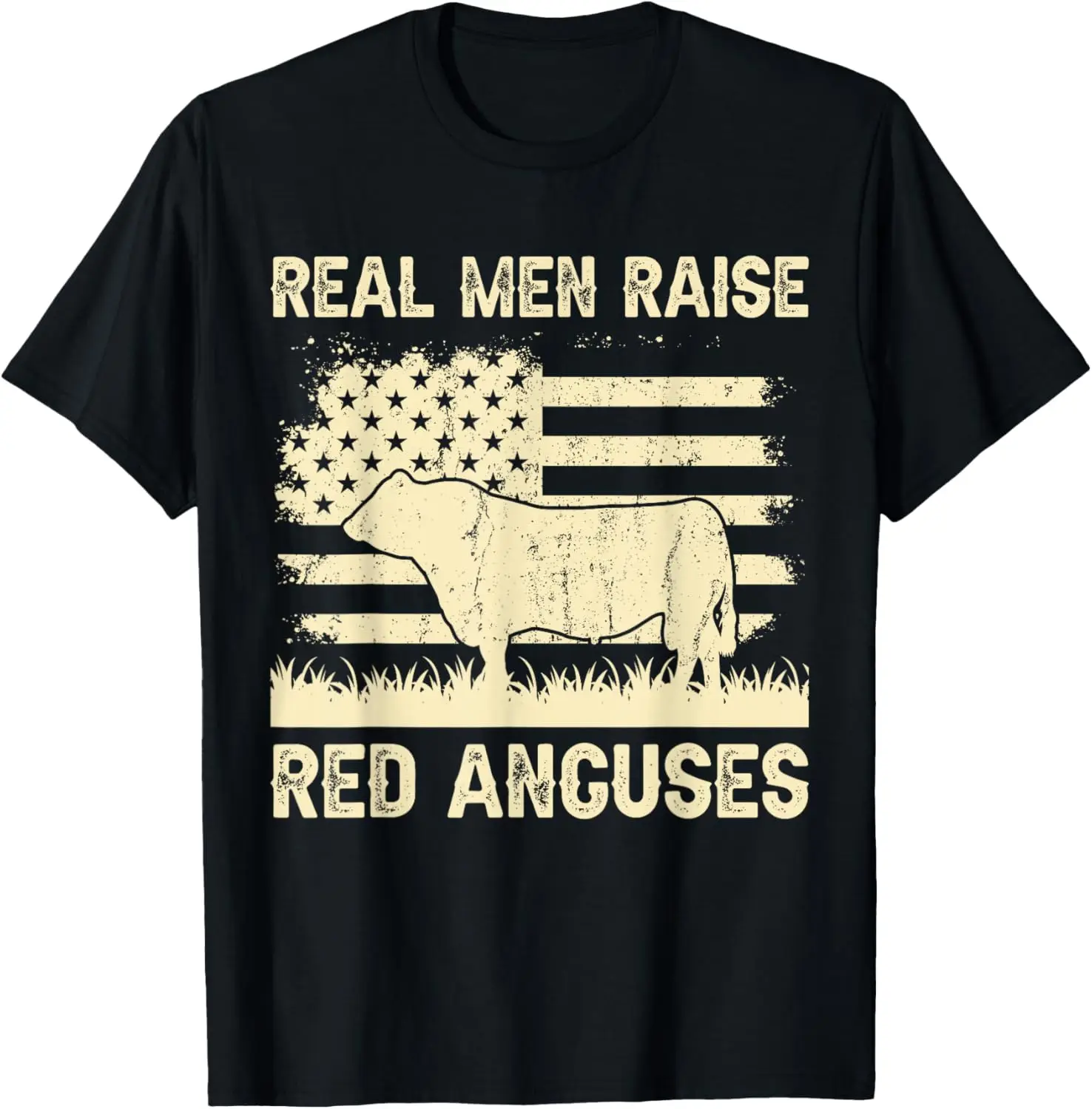 

Real Men Raise Cow - Cattle Farmer Breeder Red Angus T-Shirt