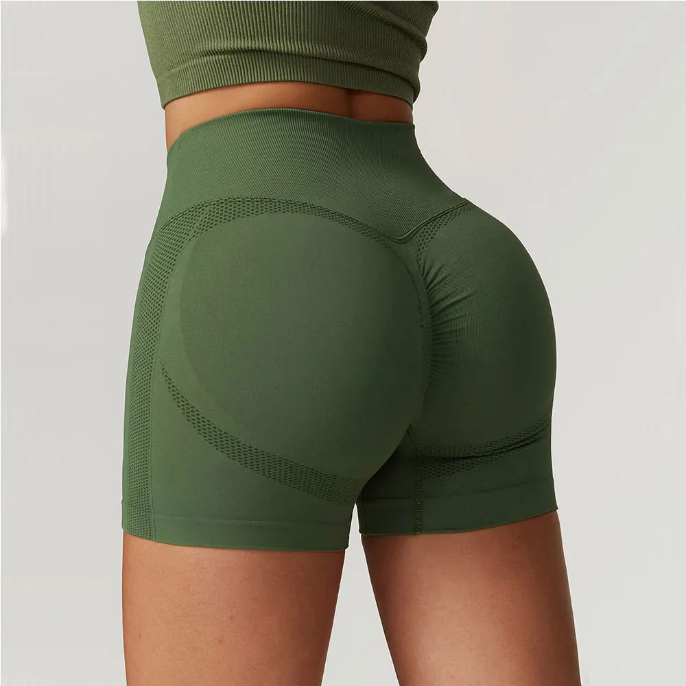 Seamless Yoga Shorts Women Running Cycling Shorts Fitness Shorts Breathable Sports Leggings High Waist Summer Workout Gym Shorts