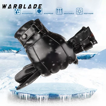 Mode heren winter outdoor warme waterdichte handschoenen heren kunstleer rijhandschoenen dunne lederen handschoenen voor touchscreen Guantes