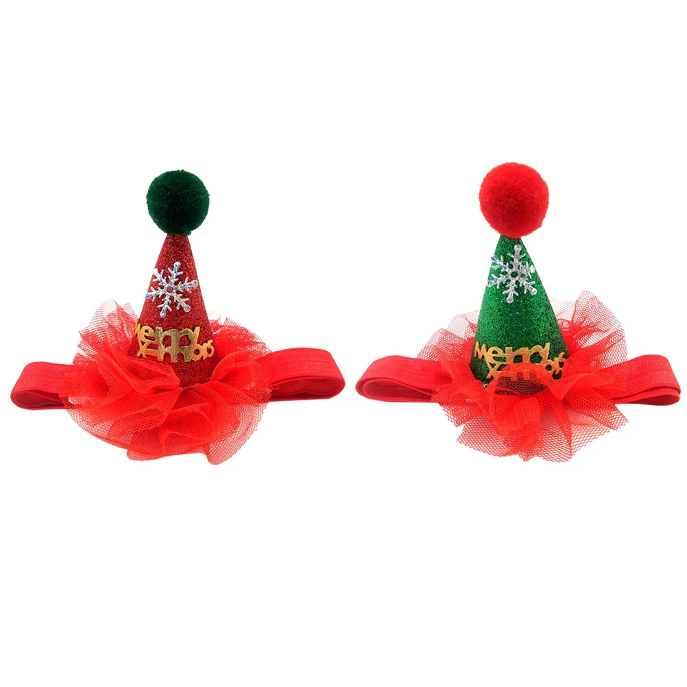 

2 Pcs Christmas Pet Hat Dog for Cone Puppy Winter Hats Dogs Elastic Band Small Outfits Party