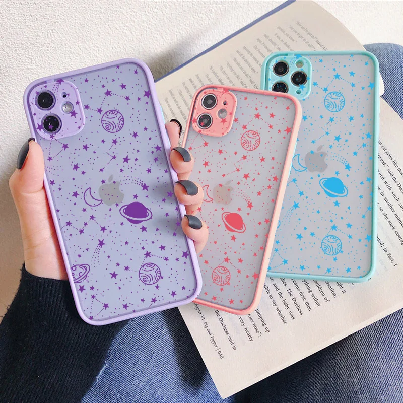 

Funny Cartoon Planet Stars Phone Case For iPhone 16 15 14 13 12 11 Pro Max Mini X XS XR SE 7 8 Plus Shockproof Dustproof Cover