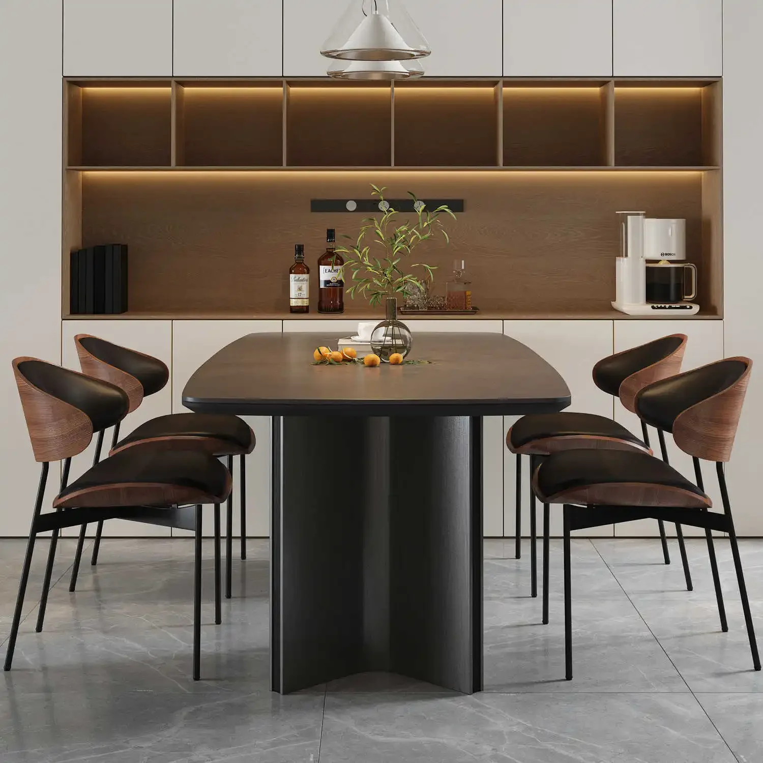 Italian minimalist dining table and chair combination modern household rectangular rock slab restaurant large apartment table