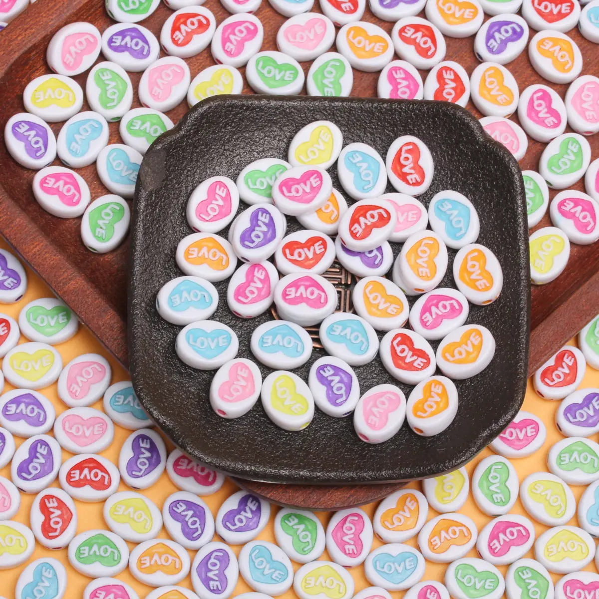 12.5*9.5mm 10pcs Colorful Love Heart Flat Loose Spacer Beads For Jewelry Making DIY Necklacebracelet Pendant Fashion Material