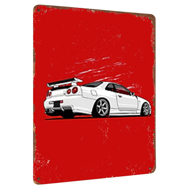 JDM Nissan Skyline GTR R34 Metal Wall Art Sports Car Decor for Garage Man Cave Automotive Enthusiast Gift