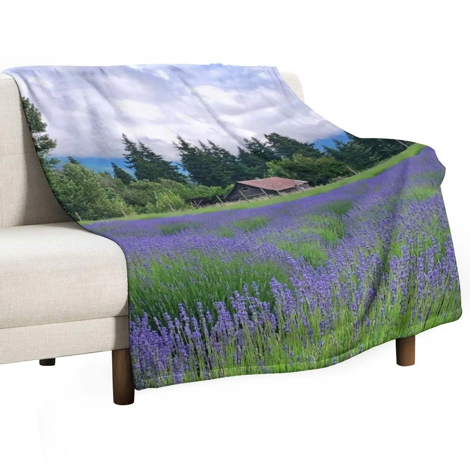 

Lavender Field With An Old Farm Throw Blanket Shaggy For Decorative Sofa manga Blankets