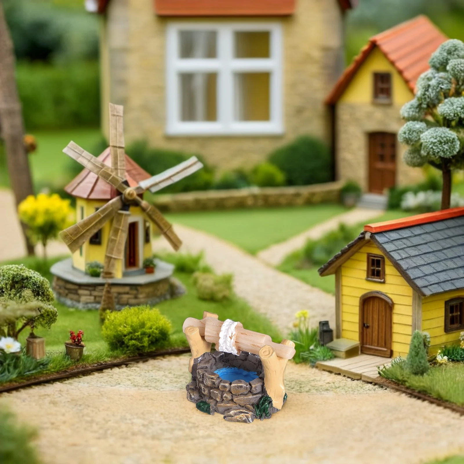 

8Pcs Durable Resin Wishing Well Mini Ornaments Style for Fairy Garden Crafts Bonsai Decoration Desktop Scene Decor