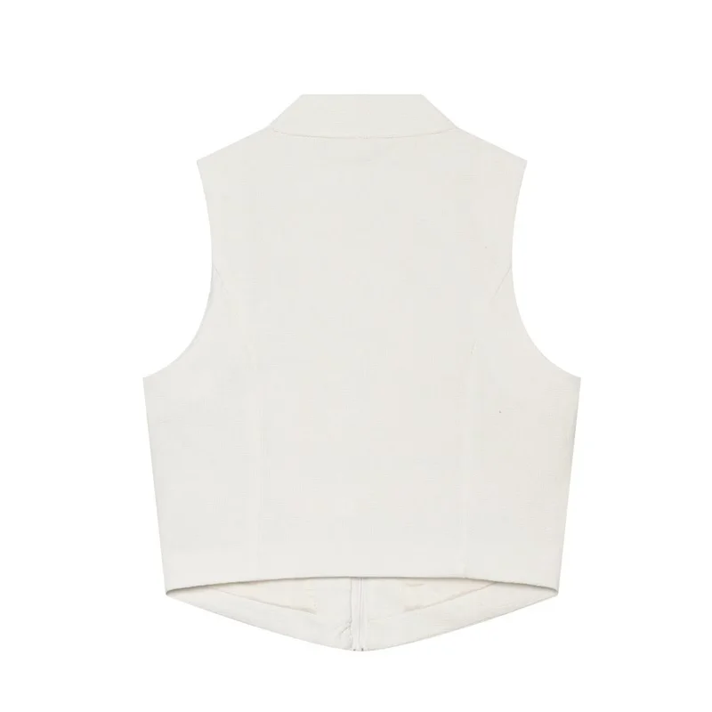 Guobioziy Women's Top 2026 New Style High Collar Double-Row Retro Metal Button Short Sleeveless Vest Simple Small Stand Collar