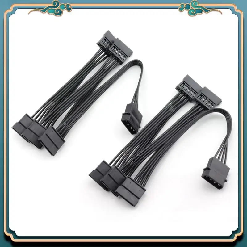 ABJG-8PCS Molex 4Pin IDE To 5 SATA 15Pin Hard Drive Power Supply Splitter Cable For DIY PC Sever 18AWG 4-Pin To 15-Pin Power